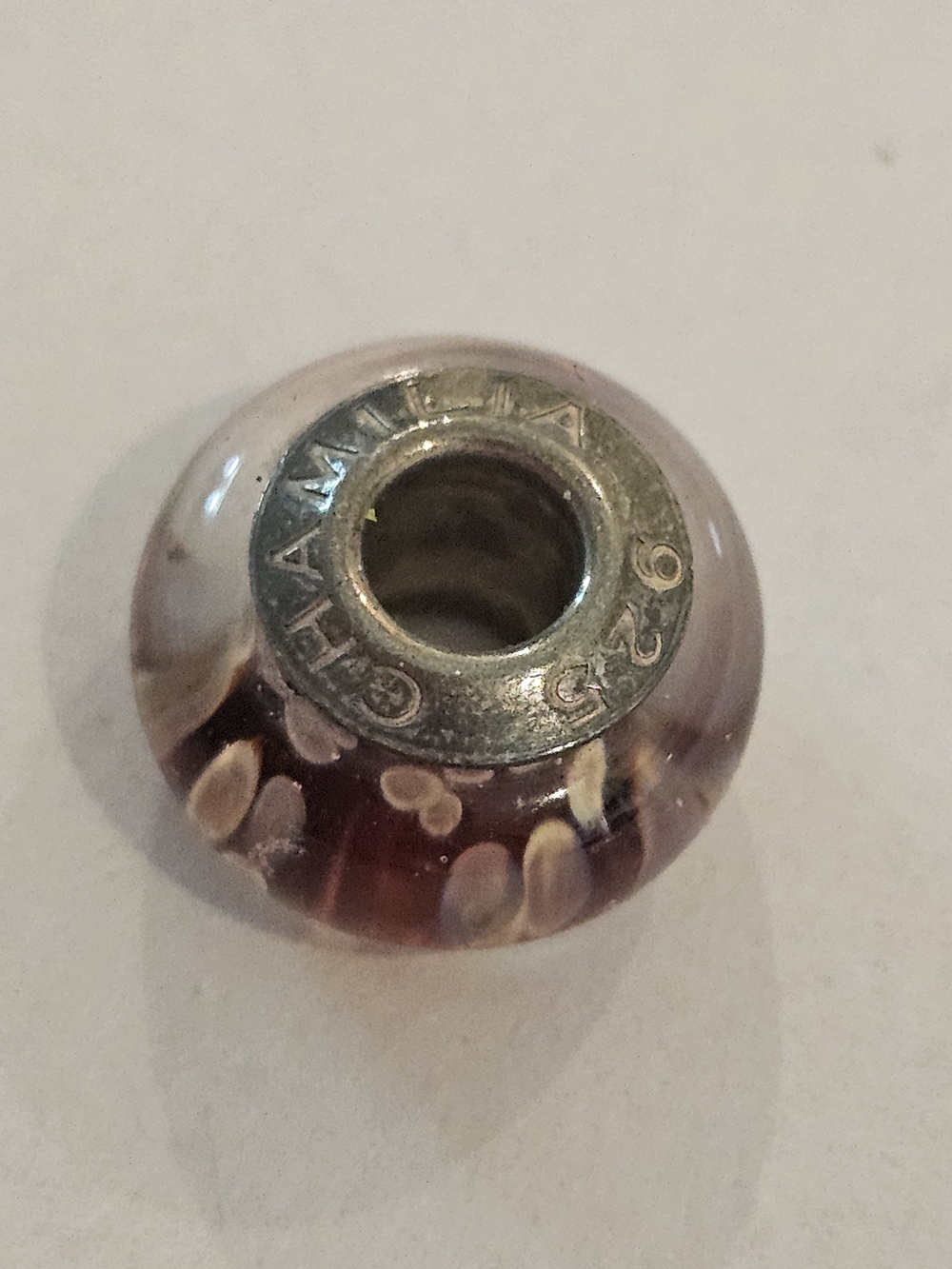 Authentic Chamilia "Pink Lemonade" Murano Glass Charm Bead - 925 Silver